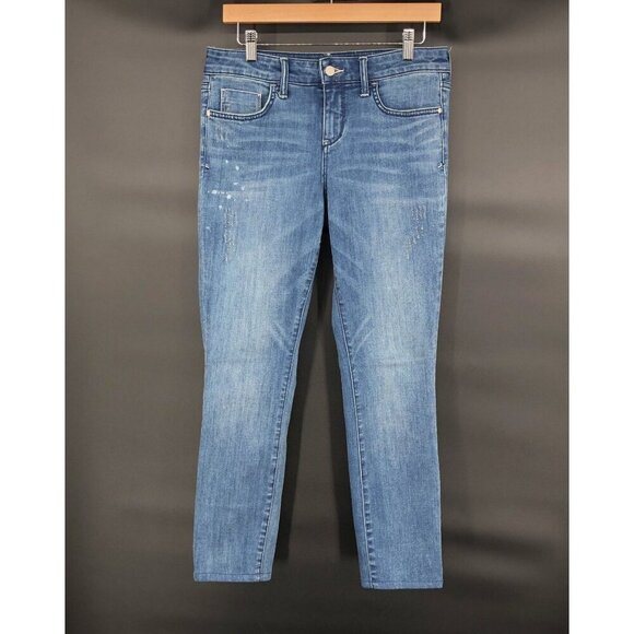 Pilcro and the Letterpress Denim - Pilcro Anthropologie Women's Distressed Skinny Jeans 29 Blue Medium Wash